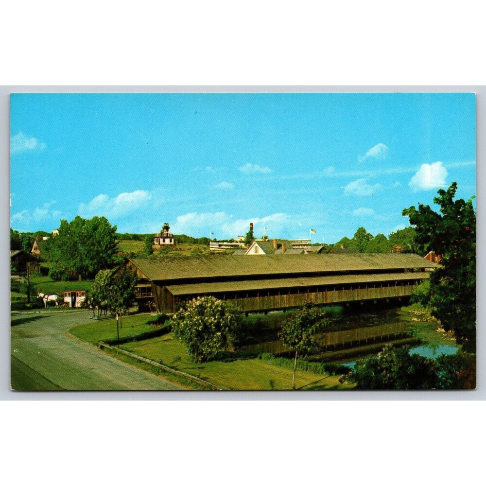 Postcard Vermont Shelburne Museum Covered Bridge Footpath Vintage c1960s VT
